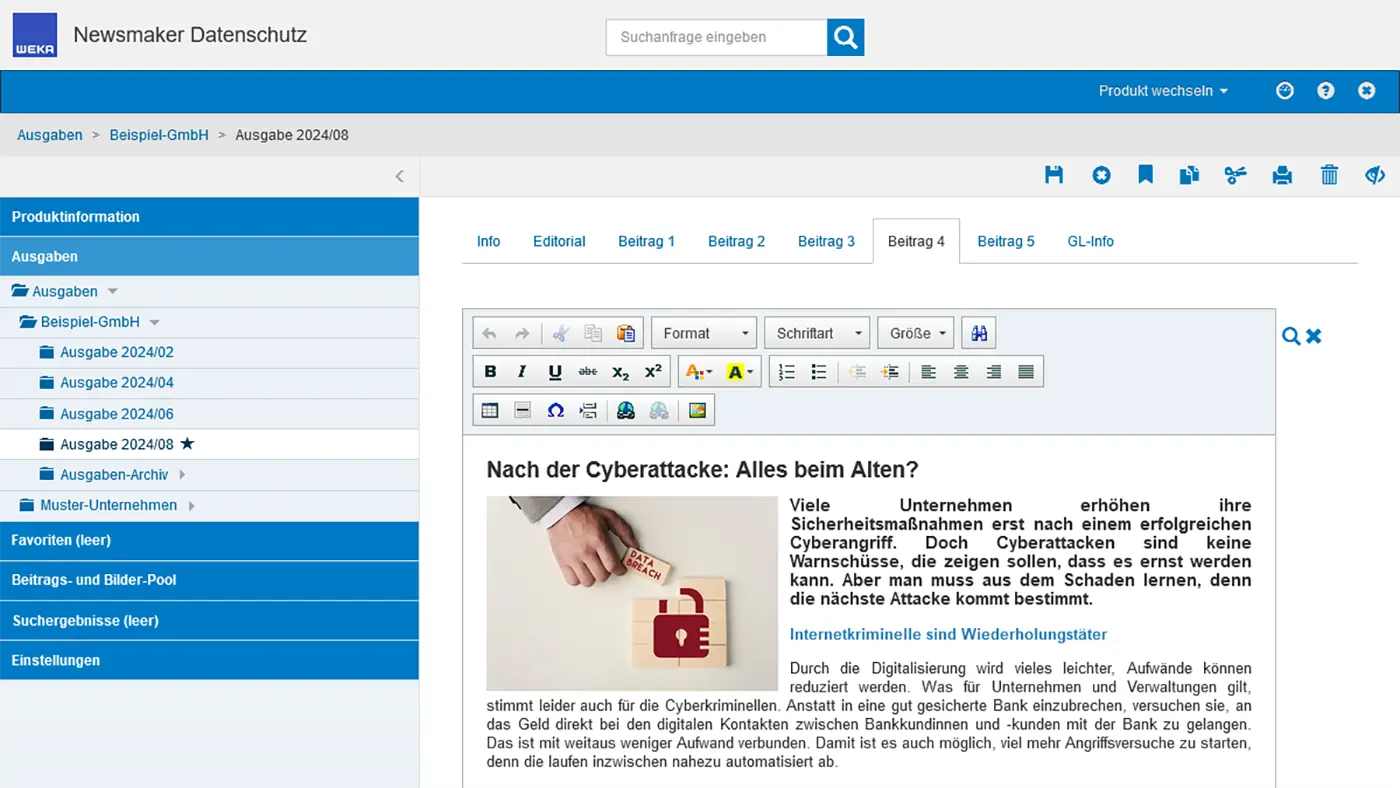 Newsmaker Datenschutz - Screenshot