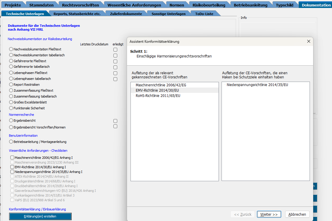 Screenshot aus der Software WEKA Manager CE