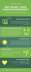 Infografik über die Vorteile von Energiemanagementsystemen.