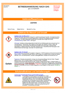 Betriebsanweisung Gefahrstoffe: Betriebsanweisung Aceton