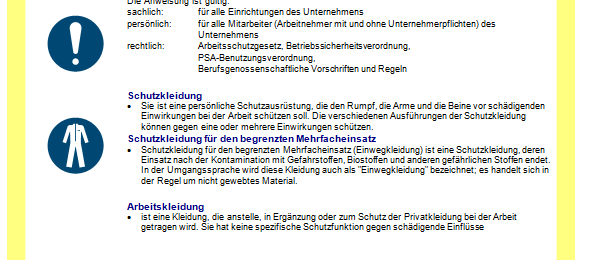 Betriebsanweisung – Definition Betriebsanweisung PSA