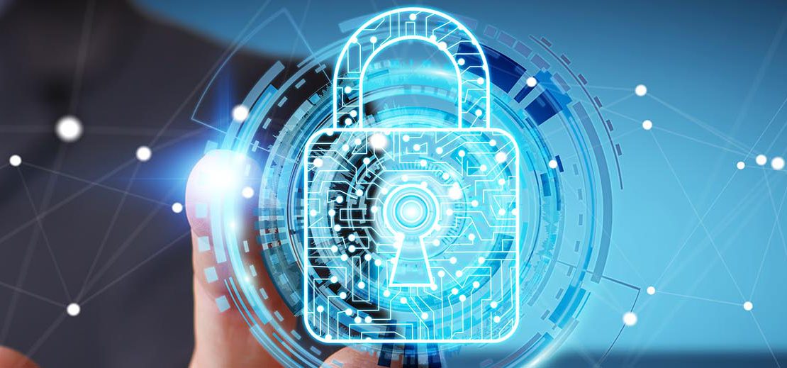 Datenschutz, Schloss vor vitueller Datenwelt