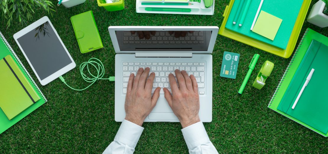 Laptop auf Rasen