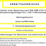 Gratis-Download: Arbeitsanweisung „Arbeiten unter Spannung nach DIN VDE 0105-100“ Arbeitsanweisung für Schutz- und MSR-Technik