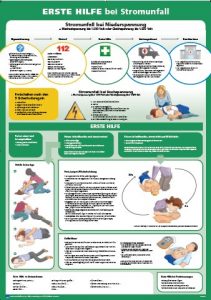 Poster zur Ersten Hilfe bei einem Stromunfall