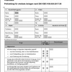 Prüfprotokoll für Elektroprüfungen nach DIN VDE 0100-600