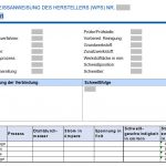 Gratis-Download: Schweißanweisung des Herstellers (WPS) Inhalt der Vorlage Schweissanweisung