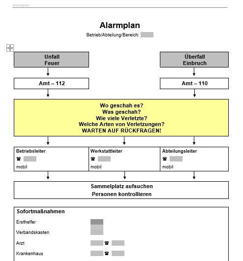 Alarmplan – einfache Vorlage | WEKA