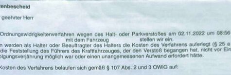 Ein Leser des Newsletters berichtete: Nach dem Einstellen eines Ordnungswidrigkeitenverfahrens, in dem ihm zu Unrecht ein Verkehrsverstoß zur Last gelegt wurde, erhielt er einen Halterkostenbescheid. Erging dieser rechtmäßig?