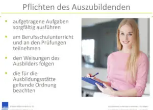 Blick in die PowerPoint-Unterweisung für Auszubildende im Arbeitsschutz: Beispielfolie