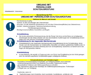 Betriebsanweisung PSA: Unser Muster ist übersichtlich aufgebaut und nennt alle wichtigen Punkte.