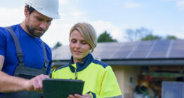 Energie-Elektriker und Energie-Projektleiterin reden über Solarprojekte