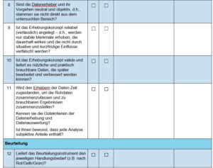 Blick in die Checkliste Gefährdungsbeurteilung psychische Belastungen.