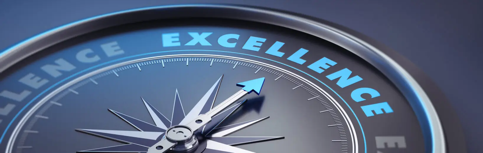 Kompass, dessen Nadel auf den Begriff Excellence zeigt