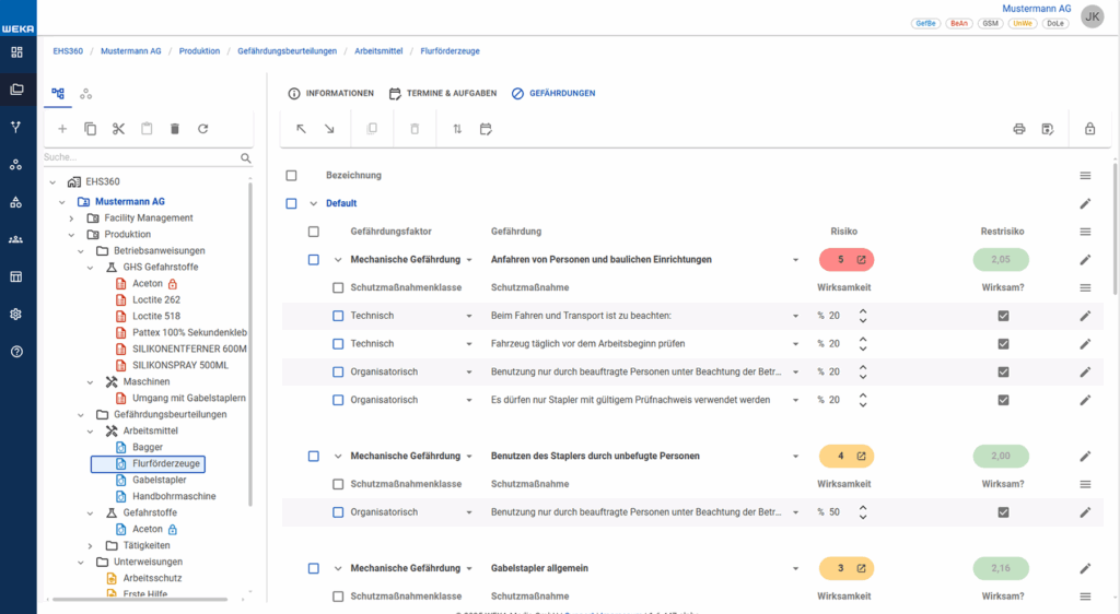 Gefährdungen beurteilen mit EHS 360 plus