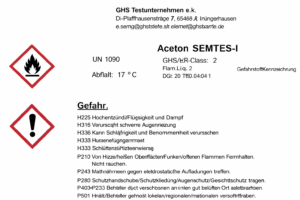 Beispiel Gefahrstoffkennzeichnung im Sicherheitsdatenblatt zu Aceton