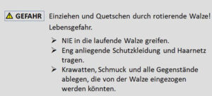 Warnhinweis in einer technischen Dokumentation