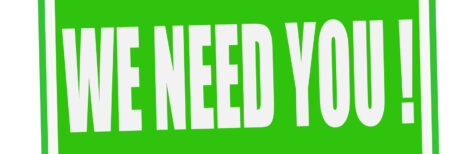 Schild mit Aufschrift We need you!