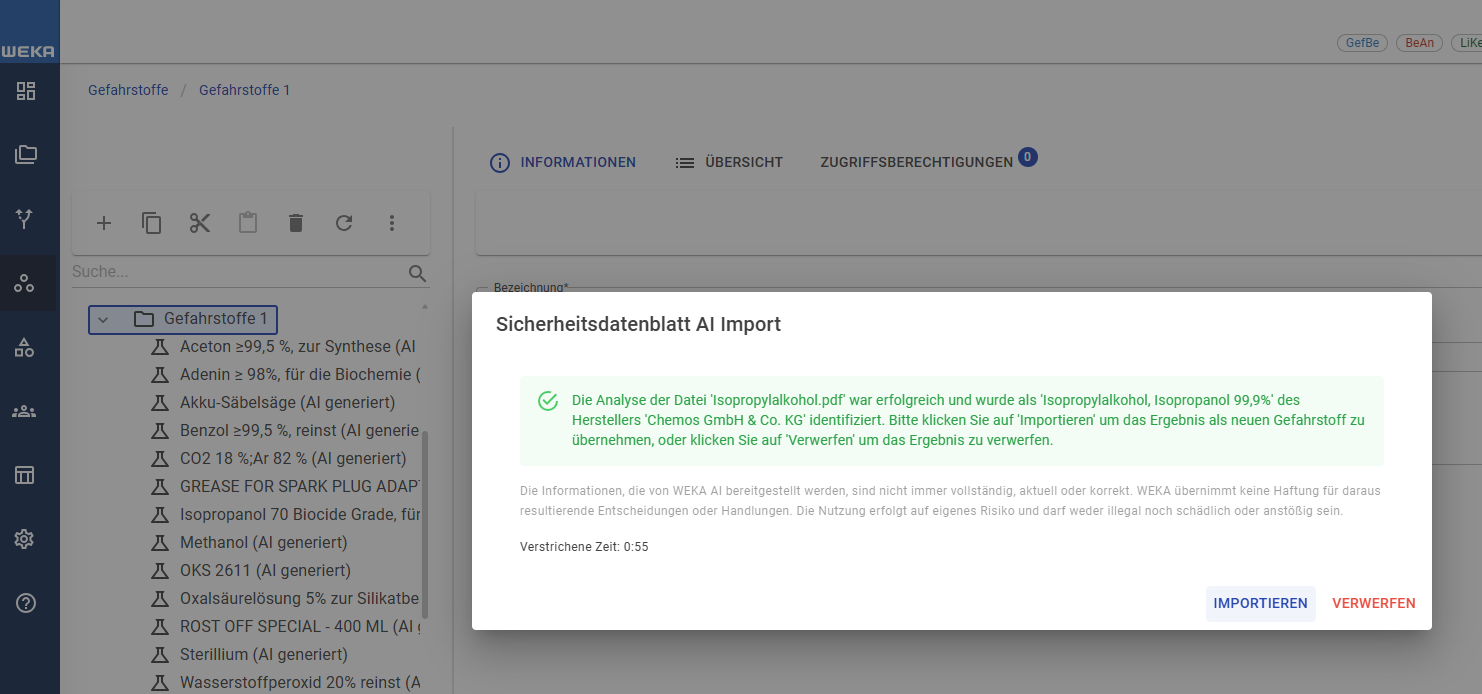 SDB automatisch in ehs 360 plus verarbeiten