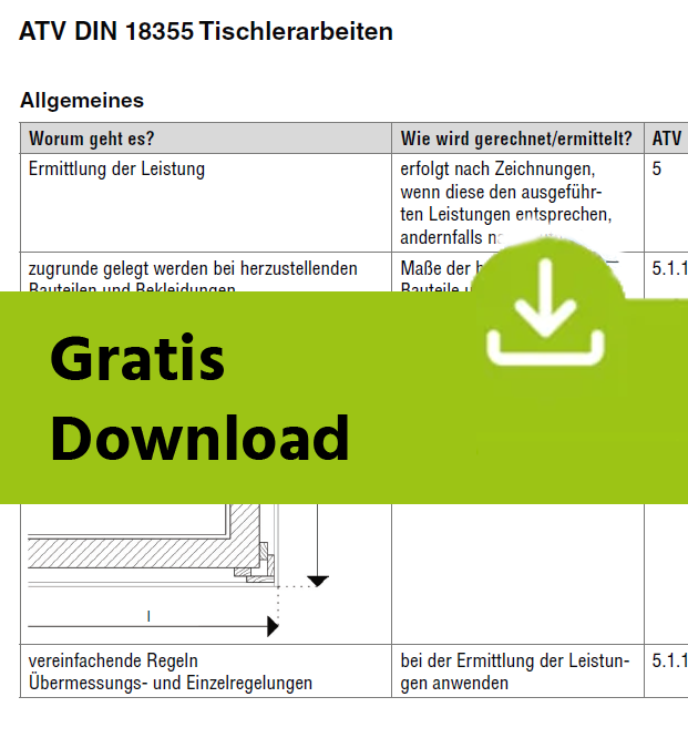 DIN 18355: Tischlerarbeiten richtig abrechnen – Gratis-Download