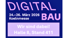 Visual mit prominenter Headline Digital BAU, die den Zeitraum 24.-26. März 2026 in Köln bewirbt, sowie signalisiert, dass WEKA dabei ist in Halle 8, Stand 411