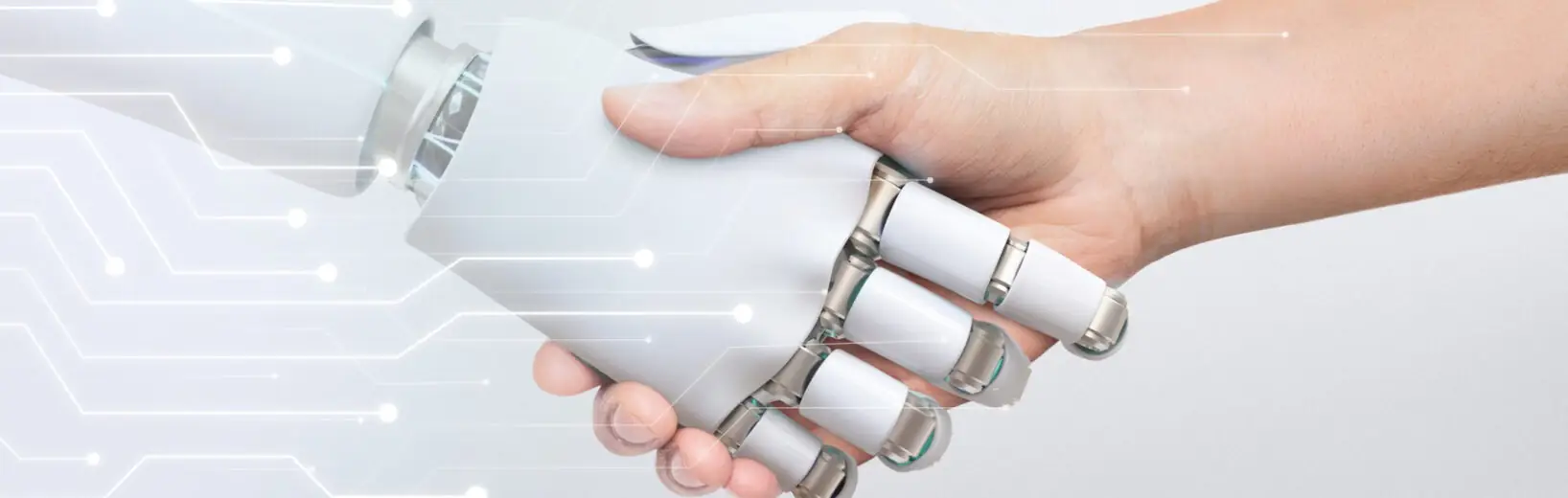 Handschlag Roboter und Mensch
